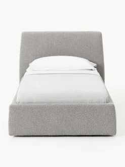 Cama individual en tejido bouclé con espacio de almacenamiento Cloud