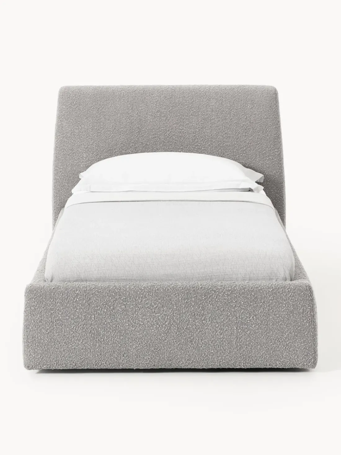 Cama individual en tejido bouclé con espacio de almacenamiento Cloud