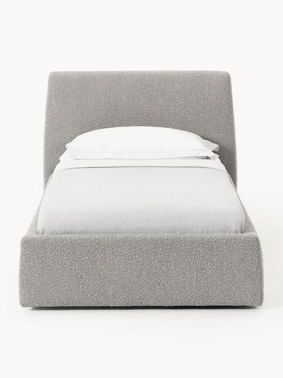 Cama individual en tejido bouclé con espacio de almacenamiento Cloud
