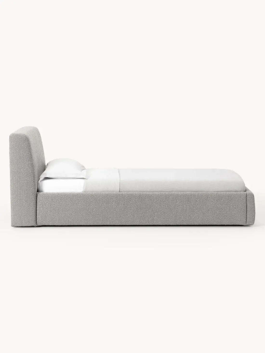 Cama individual en tejido bouclé con espacio de almacenamiento Cloud