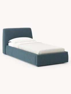 Cama individual en tejido bouclé con espacio de almacenamiento Cloud