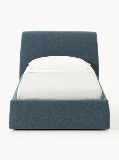 Cama individual en tejido bouclé con espacio de almacenamiento Cloud