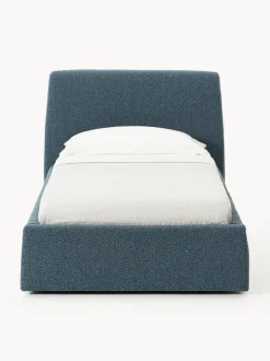 Cama individual en tejido bouclé con espacio de almacenamiento Cloud