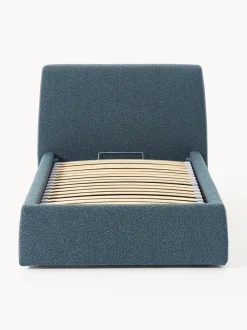 Cama individual en tejido bouclé con espacio de almacenamiento Cloud