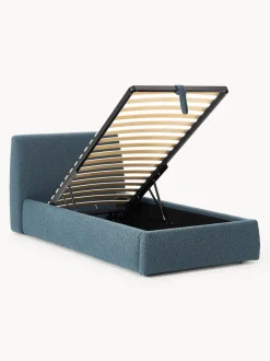 Cama individual en tejido bouclé con espacio de almacenamiento Cloud