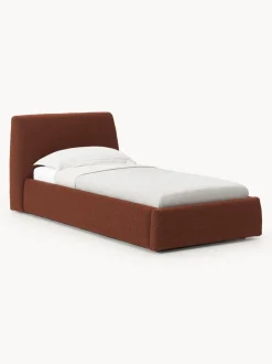 Cama individual en tejido bouclé con espacio de almacenamiento Cloud