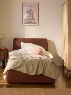 Cama individual en tejido bouclé con espacio de almacenamiento Cloud