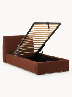 Cama individual en tejido bouclé con espacio de almacenamiento Cloud