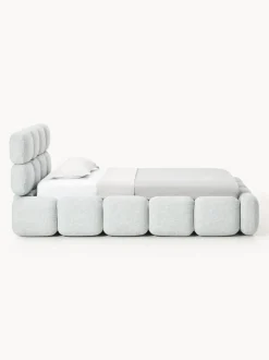 Cama individual tapizada en borreguillo bouclé Tayla