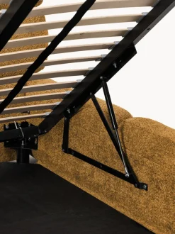 Cama individual tapizada en borreguillo bouclé con espacio de almacenamiento Tayla