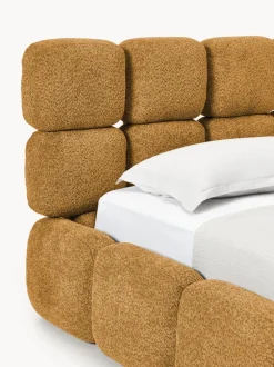 Cama individual tapizada en borreguillo bouclé Tayla