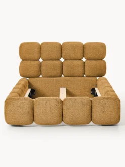 Cama individual tapizada en borreguillo bouclé Tayla