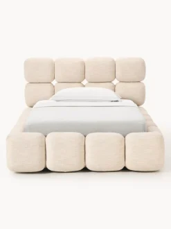Cama individual tapizada en borreguillo bouclé Tayla