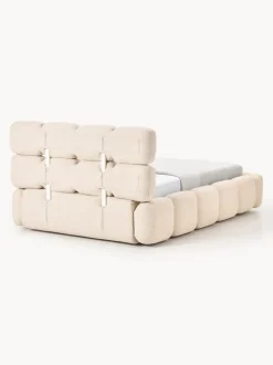 Cama individual tapizada en borreguillo bouclé Tayla
