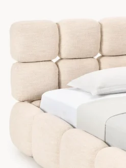 Cama individual tapizada en borreguillo bouclé Tayla