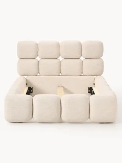 Cama individual tapizada en borreguillo bouclé Tayla