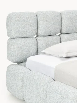 Cama individual tapizada en borreguillo bouclé con espacio de almacenamiento Tayla