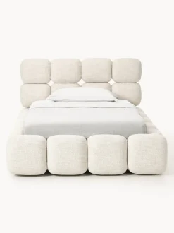 Cama individual tapizada en borreguillo bouclé Tayla