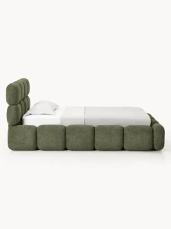 Cama individual tapizada en borreguillo bouclé Tayla