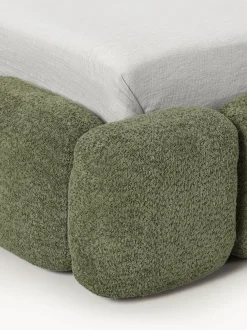 Cama individual tapizada en borreguillo bouclé Tayla