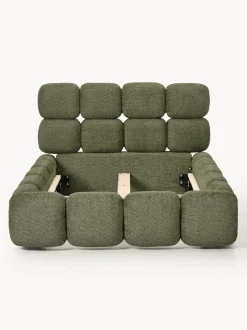 Cama individual tapizada en borreguillo bouclé Tayla