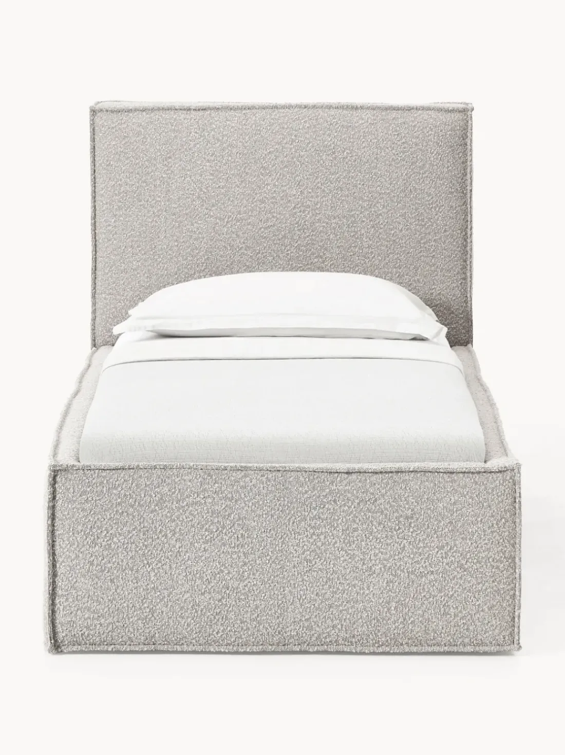 Cama individual tapizada en tejido bouclé con espacio de almacenamiento Dream