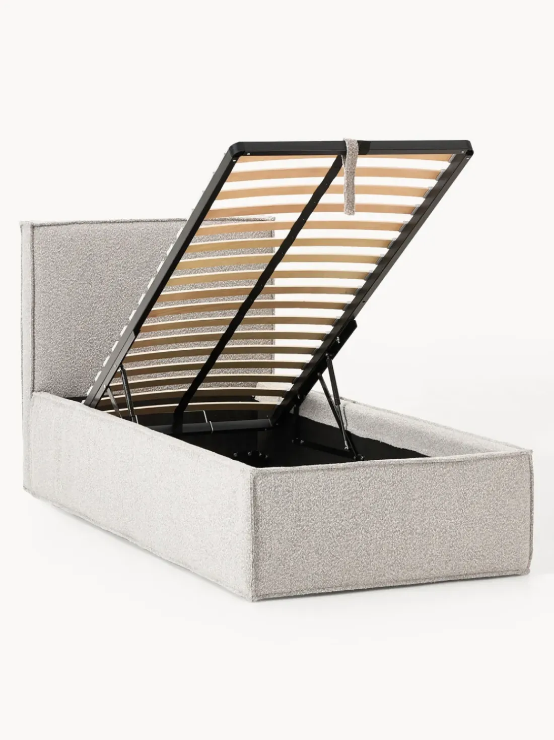Cama individual tapizada en tejido bouclé con espacio de almacenamiento Dream
