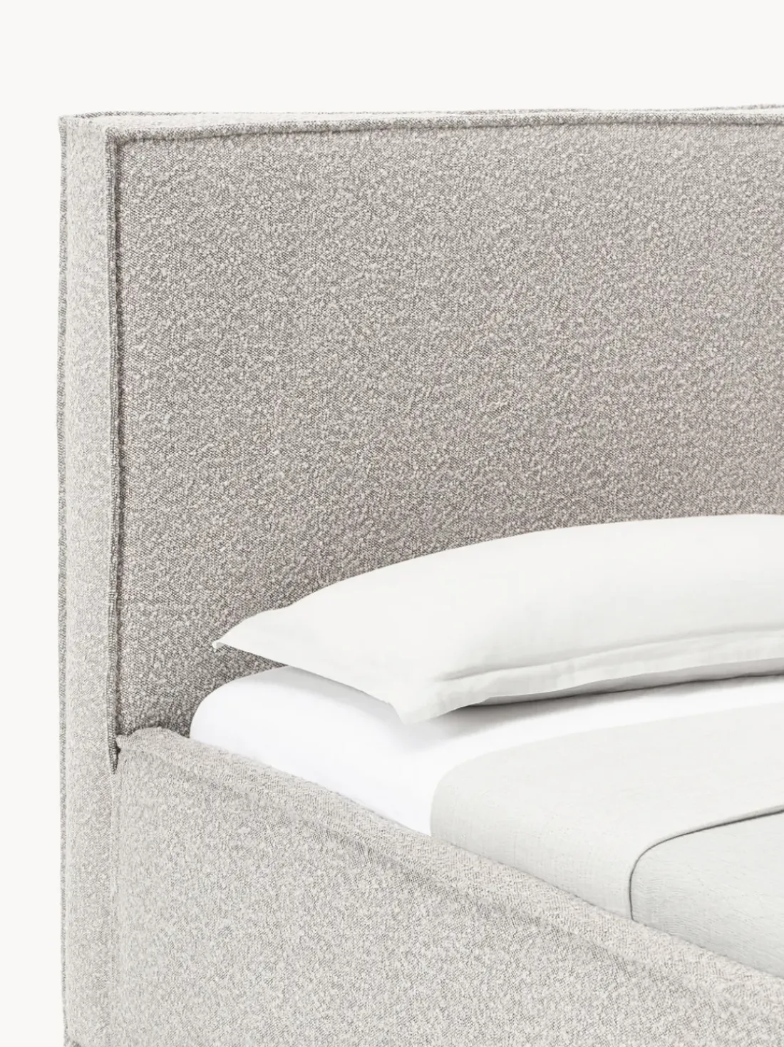 Cama individual tapizada en tejido bouclé con espacio de almacenamiento Dream