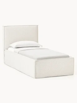 Cama individual tapizada en tejido bouclé con espacio de almacenamiento Dream
