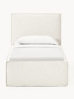 Cama individual tapizada en tejido bouclé con espacio de almacenamiento Dream