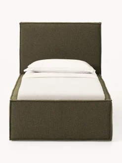 Cama individual tapizada en tejido bouclé con espacio de almacenamiento Dream