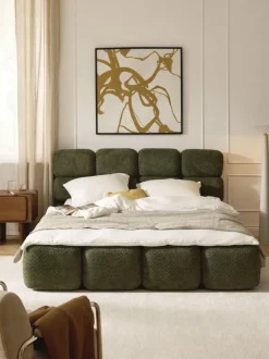 Cama tapizada de borreguillo bouclé Tayla