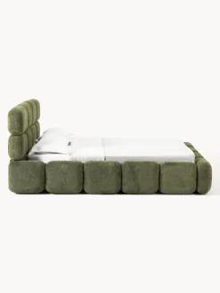 Cama tapizada de borreguillo bouclé Tayla
