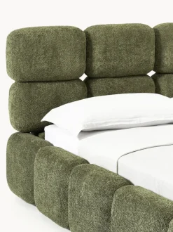 Cama tapizada de borreguillo bouclé Tayla