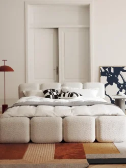 Cama tapizada de borreguillo bouclé Tayla