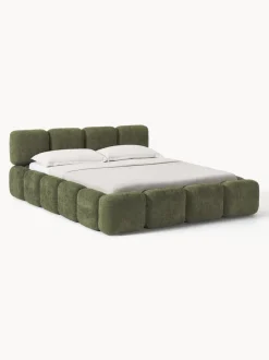 Cama tapizada de borreguillo bouclé Tayla