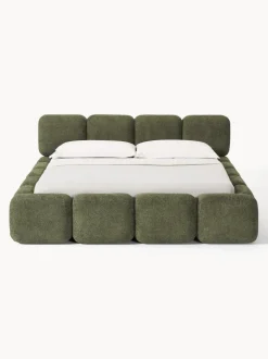 Cama tapizada de borreguillo bouclé Tayla