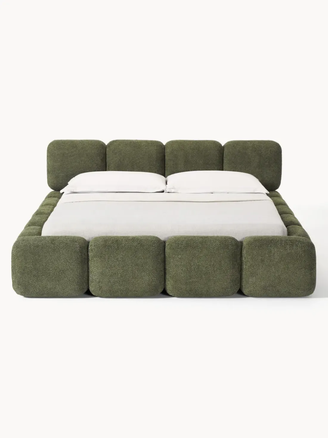 Cama tapizada de borreguillo bouclé Tayla
