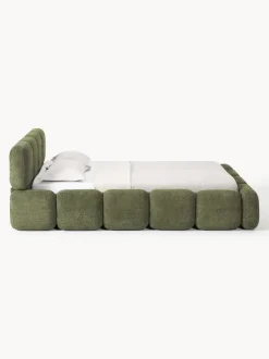 Cama tapizada de borreguillo bouclé Tayla