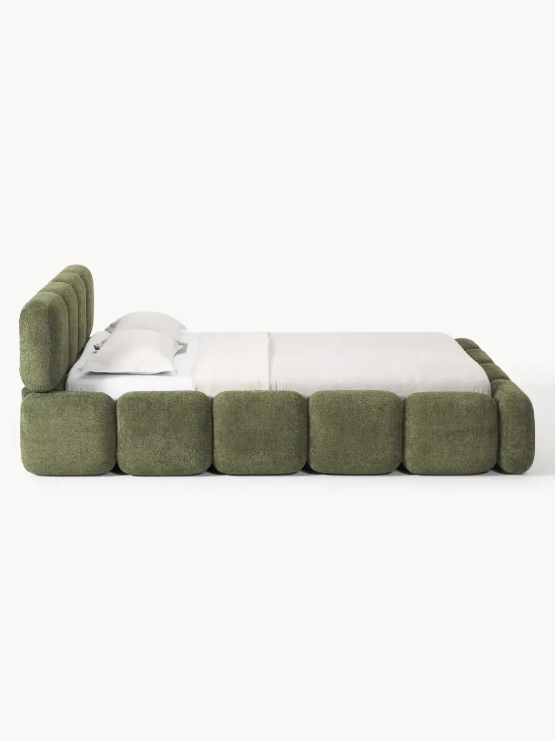 Cama tapizada de borreguillo bouclé Tayla