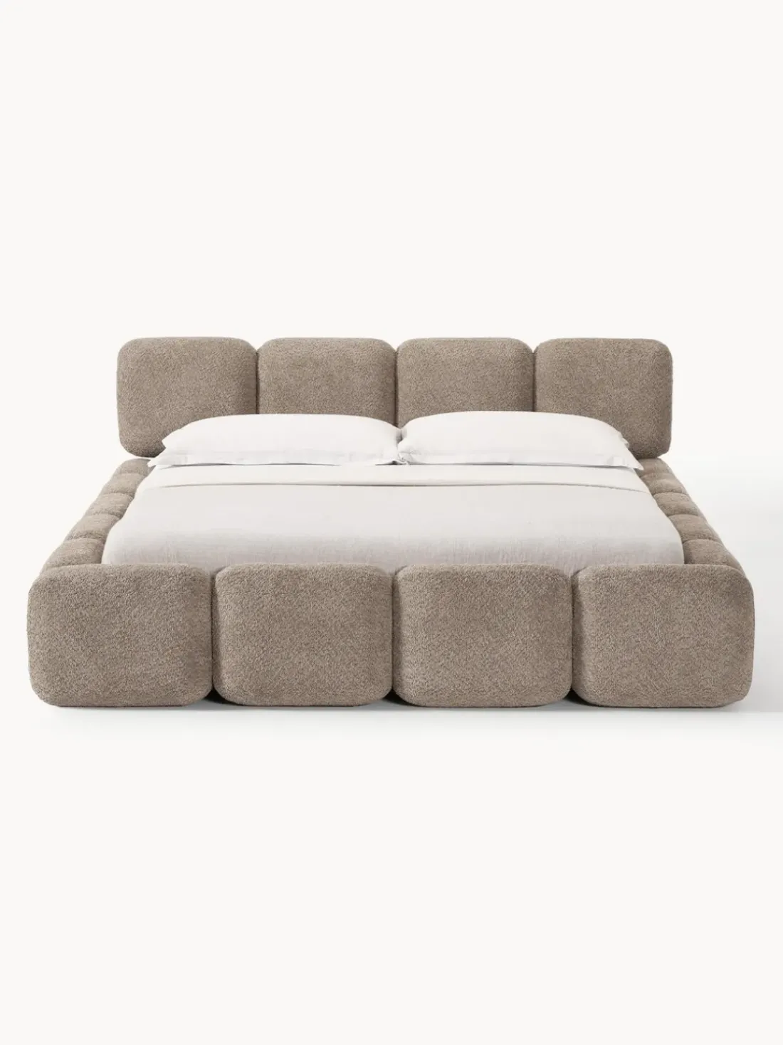 Cama tapizada de borreguillo bouclé Tayla