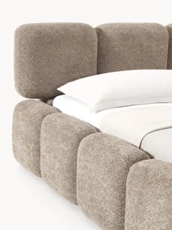 Cama tapizada de borreguillo bouclé Tayla