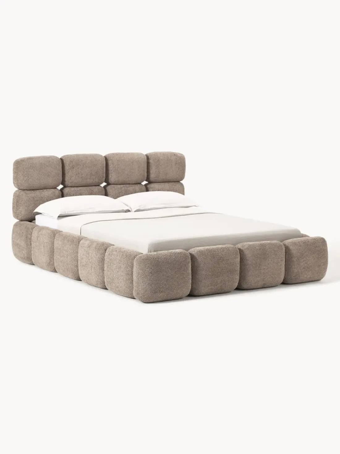 Cama tapizada de borreguillo bouclé Tayla
