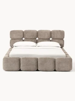 Cama tapizada de borreguillo bouclé Tayla
