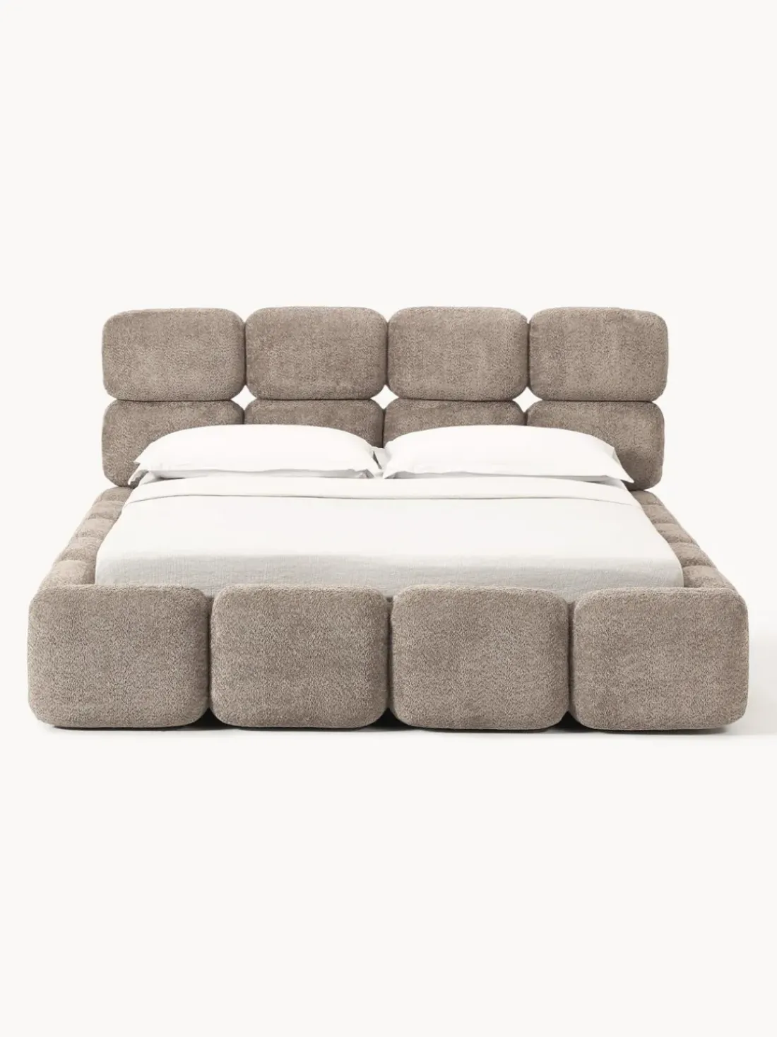 Cama tapizada de borreguillo bouclé Tayla