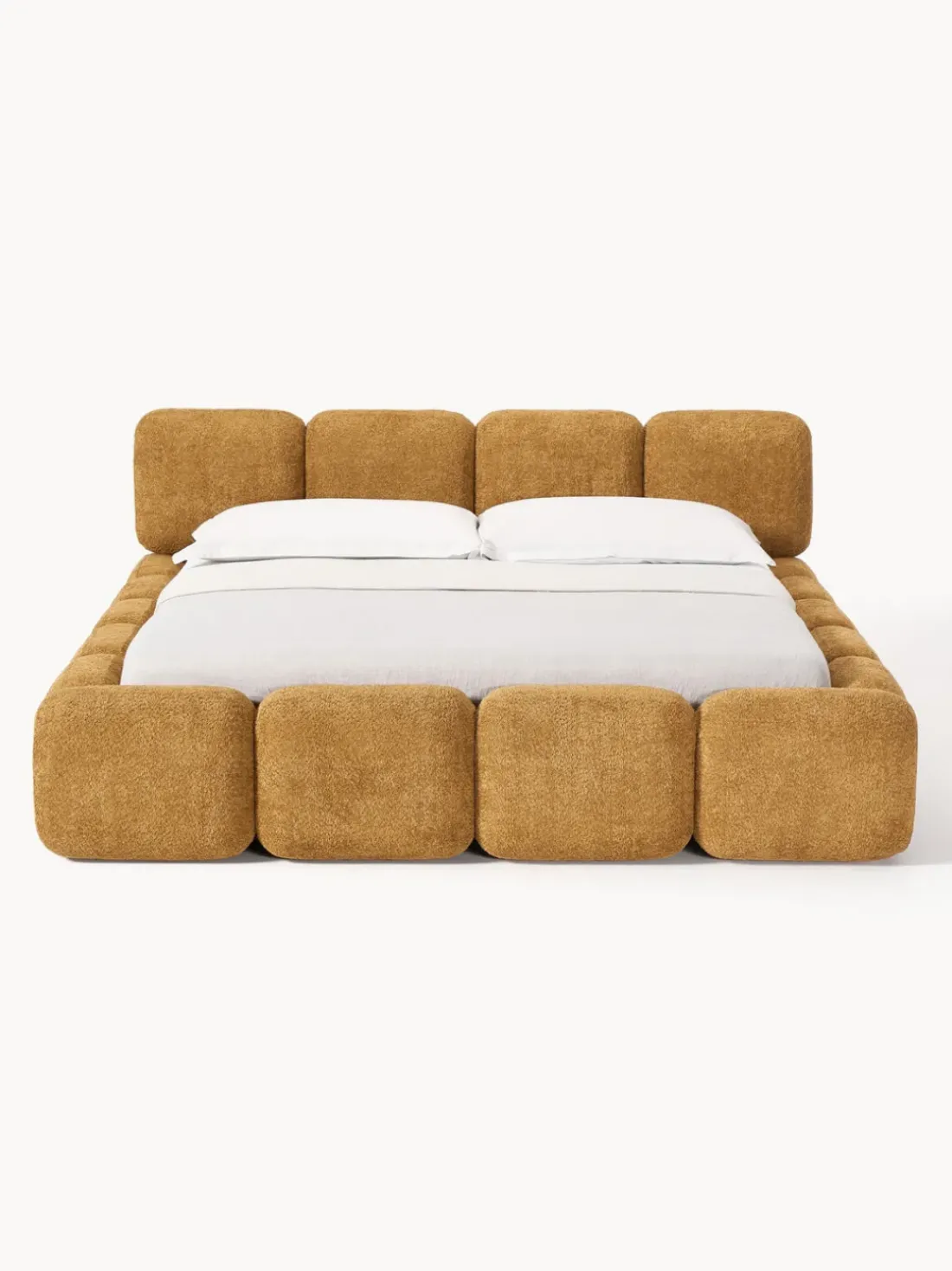 Cama tapizada de borreguillo bouclé Tayla