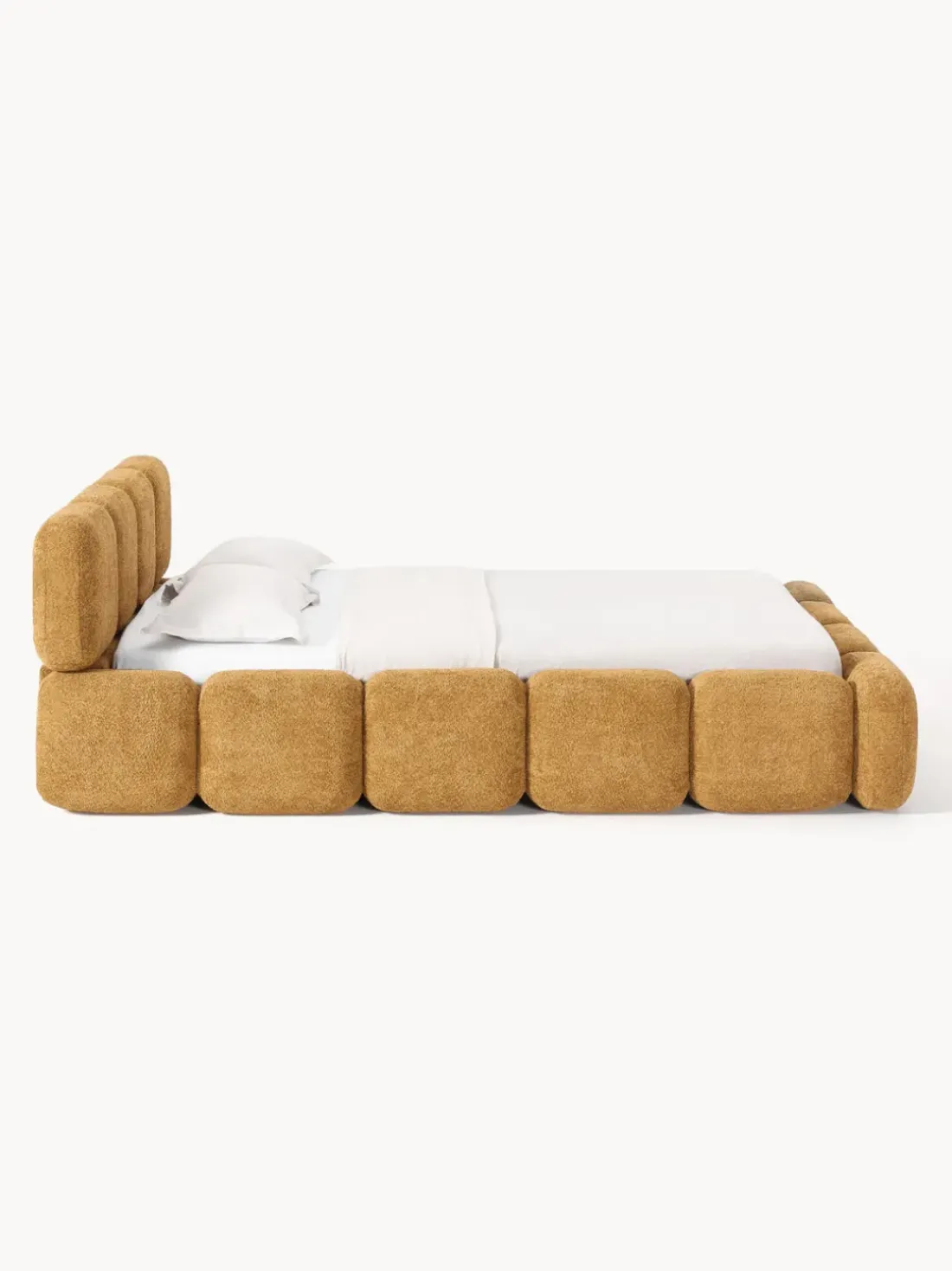 Cama tapizada de borreguillo bouclé Tayla