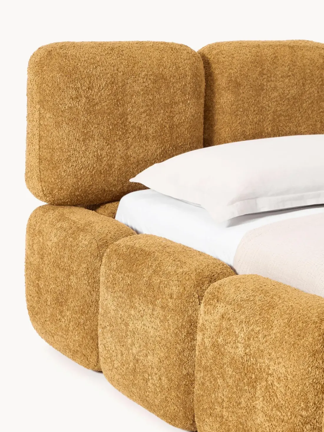 Cama tapizada de borreguillo bouclé Tayla