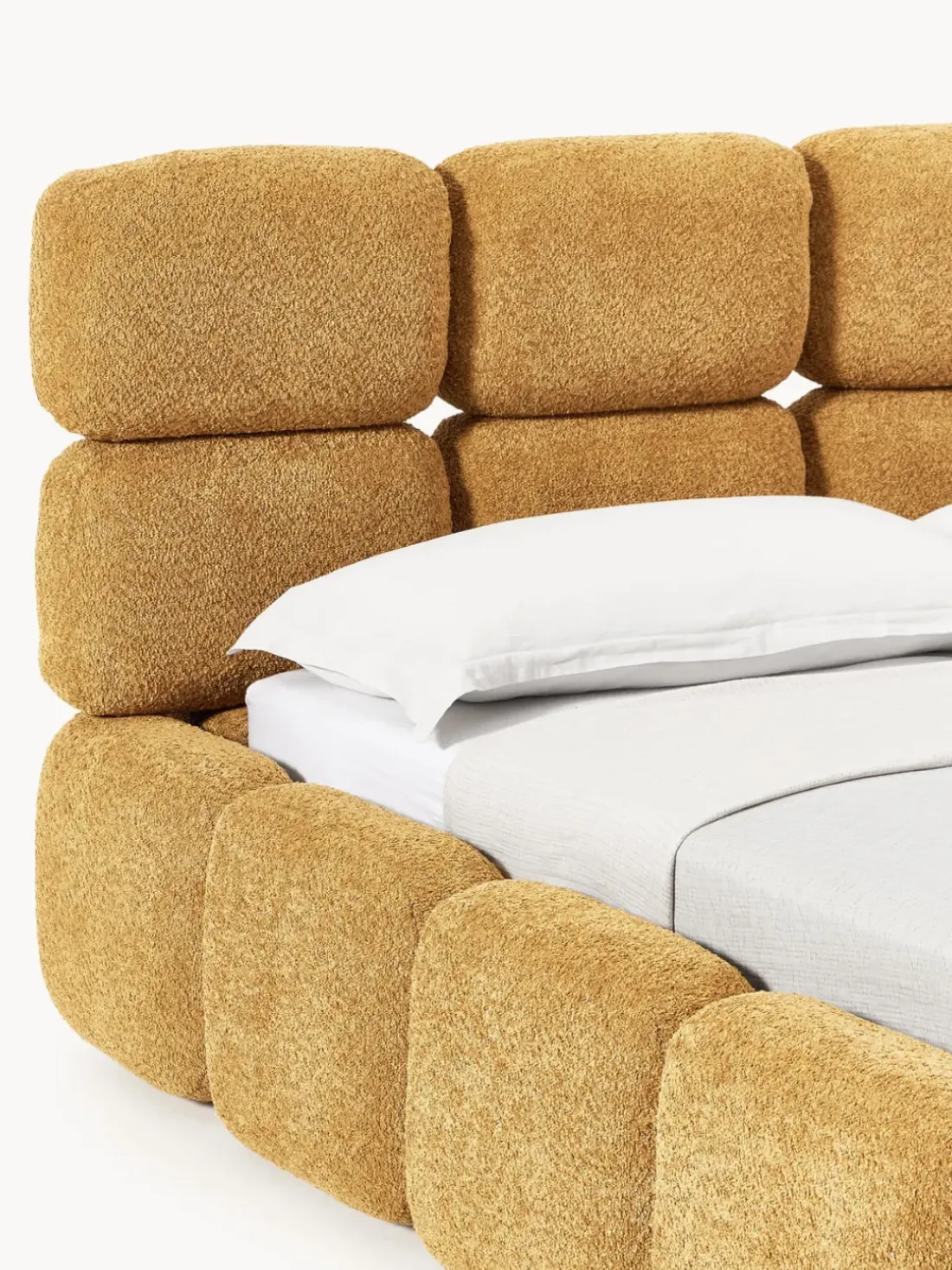 Cama tapizada de borreguillo bouclé Tayla