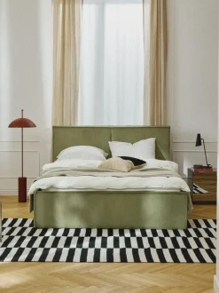 Cama tapizada de pana con espacio de almacenamiento Dream